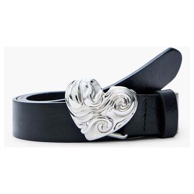 Desigual , CINTURA CUORE IN PELLE, Cow Leather, Nero, 85 BLACK 85 Desigual , CINTURA CUORE IN PELLE, Cow Leather, Nero, 85 BLACK 85