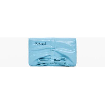 Desigual , portamonete piccolo con fiocco brillante, Donna, Poliuretano, Blu, U BLUE U Desigual , portamonete piccolo con fiocco brillante, Donna, Poliuretano, Blu, U BLUE U