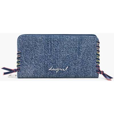 Desigual , portafoglio medio in denim con cuore, Donna, Cotone, Blu, U BLUE U Desigual , portafoglio medio in denim con cuore, Donna, Cotone, Blu, U BLUE U