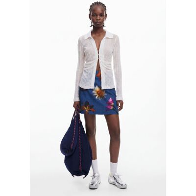Desigual , Minigonna aderente a fiori, Cotone, Blu, XL BLUE XL Desigual , Minigonna aderente a fiori, Cotone, Blu, XL BLUE XL