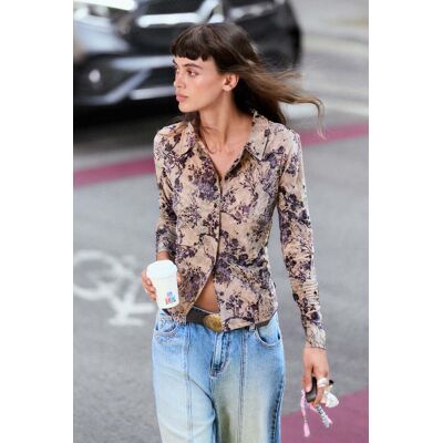 Desigual , Camicia floccata, Donna, Poliestere, Nero, XS BLACK XS Desigual , Camicia floccata, Donna, Poliestere, Nero, XS BLACK XS
