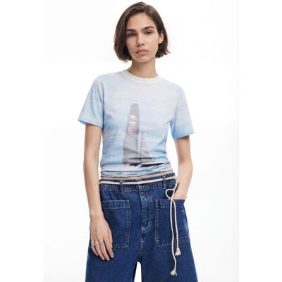 Desigual , Maglietta veliero American Magic, Cotone, Blu, S BLUE S Desigual , Maglietta veliero American Magic, Cotone, Blu, S BLUE S