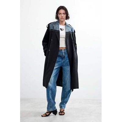 Desigual , cappotto trench lungo, Donna, Nero, XL BLACK XL Desigual , cappotto trench lungo, Donna, Nero, XL BLACK XL