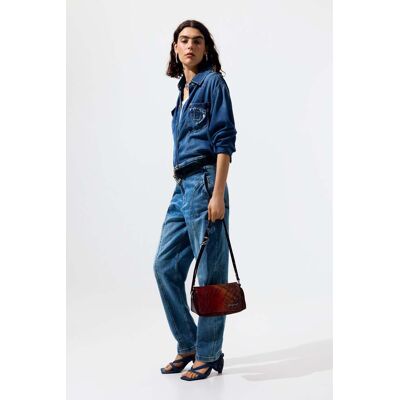 Desigual , pantalone jeans balloon cuciture, Donna, Cotone, Blu, 34 BLUE 34 Desigual , pantalone jeans balloon cuciture, Donna, Cotone, Blu, 34 BLUE 34