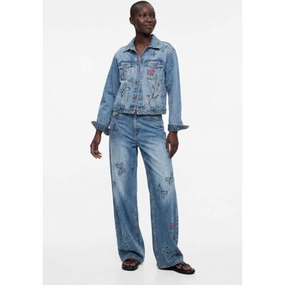 Desigual , Jeans a gamba larga Mariposas, Donna, Cotone, Blu, 42 BLUE 42 Desigual , Jeans a gamba larga Mariposas, Donna, Cotone, Blu, 42 BLUE 42