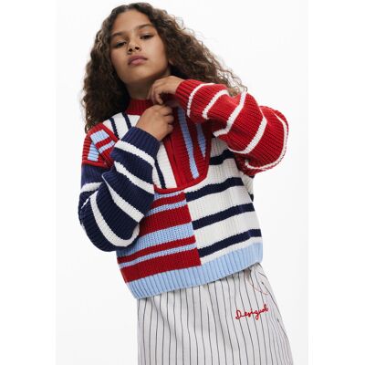 Desigual , maglione a righe con cerniera, Bambini, Blu, 13/14 BLUE 13/14 Desigual , maglione a righe con cerniera, Bambini, Blu, 13/14 BLUE 13/14
