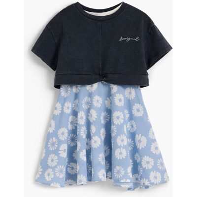 Desigual , abito 2 in 1 a fiori, Bambini, Cotone, Blu, 11/12 BLUE 11/12 Desigual , abito 2 in 1 a fiori, Bambini, Cotone, Blu, 11/12 BLUE 11/12