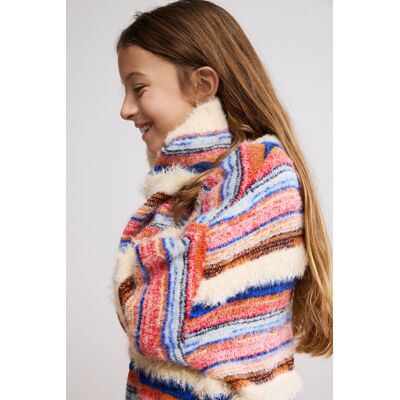 Desigual , maglione corto a righe, Bambini, Bianco, 7/8 WHITE 7/8 Desigual , maglione corto a righe, Bambini, Bianco, 7/8 WHITE 7/8