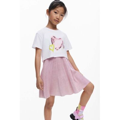Desigual , abito 2 in 1 cuori, Bambini, Cotone, Rosso, 7/8 RED 7/8 Desigual , abito 2 in 1 cuori, Bambini, Cotone, Rosso, 7/8 RED 7/8