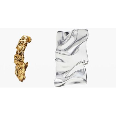Desigual , Orecchini asimmetrici placcati oro e argento Zalio, U MATERIAL FINISHES U Desigual , Orecchini asimmetrici placcati oro e argento Zalio, U MATERIAL FINISHES U