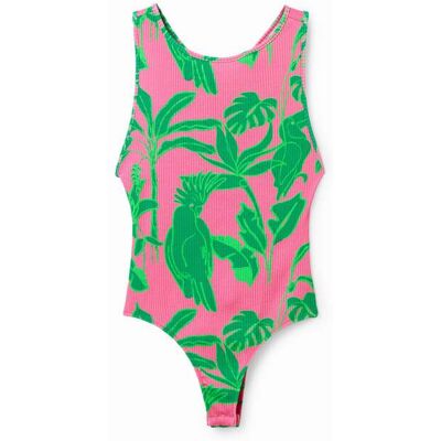 Desigual , Body costine spalline tropicali, Viscosa, Rosso, L RED L Desigual , Body costine spalline tropicali, Viscosa, Rosso, L RED L