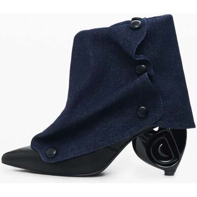 Desigual , Stivaletto con risvolto in denim, Donna, Nero, 38 BLACK 38 Desigual , Stivaletto con risvolto in denim, Donna, Nero, 38 BLACK 38