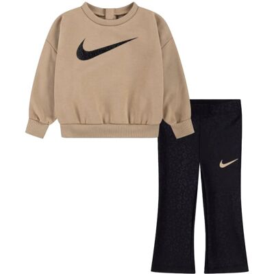 Nike Tuta Dri-FIT Swoosh Spirit Felpa Leggings Beige E Nero 2-3Y Nike Tuta Dri-FIT Swoosh Spirit Felpa Leggings Beige E Nero 2-3Y
