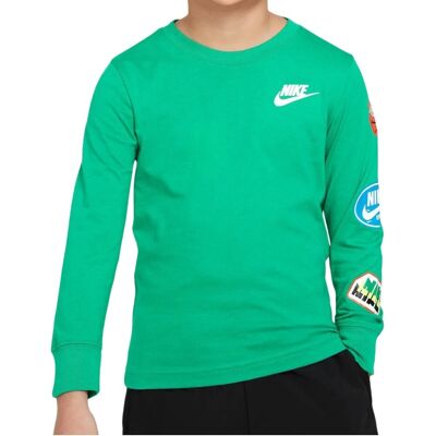 Maglietta a Maniche Lunghe Retro Sticker - Verde Sport per Bambini Maglietta a Maniche Lunghe Retro Sticker - Verde Sport per Bambini