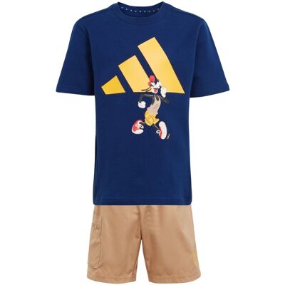 Adidas Tuta Essentials Disney Mickey Mouse Blu E Beige 6-7 Anni Adidas Tuta Essentials Disney Mickey Mouse Blu E Beige 6-7 Anni