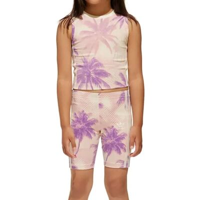 Adidas Tuta Ciclista Palm Tree Beige Rosa Viola 7-8 Anni Adidas Tuta Ciclista Palm Tree Beige Rosa Viola 7-8 Anni