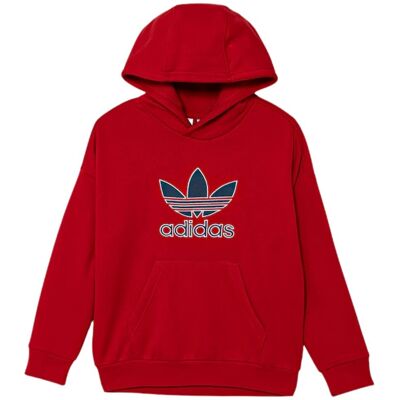 Adidas Felpa Cappuccio Trefoil Kids Rosso 7-8 Adidas Felpa Cappuccio Trefoil Kids Rosso 7-8