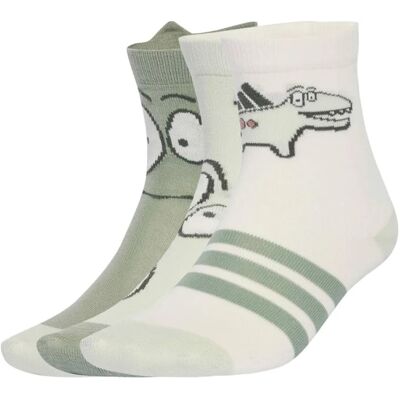 Adidas Calzini Adiraptor 3 Paia Kids Bianco Verde KM Adidas Calzini Adiraptor 3 Paia Kids Bianco Verde KM