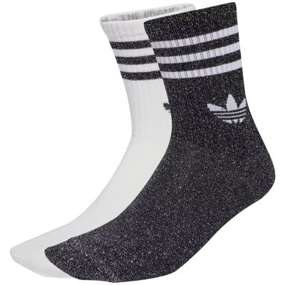 Adidas Calzini 3-Stripes Glitter Crew Girlie 2 Paia Bianco E Nero 34-36 Adidas Calzini 3-Stripes Glitter Crew Girlie 2 Paia Bianco E Nero 34-36