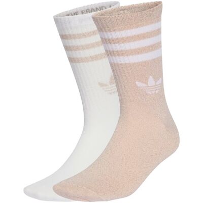 Adidas Calzini Trefoil 3 Strisce Glitter Crew 2 Paia Bianco E Rosa XS Adidas Calzini Trefoil 3 Strisce Glitter Crew 2 Paia Bianco E Rosa XS
