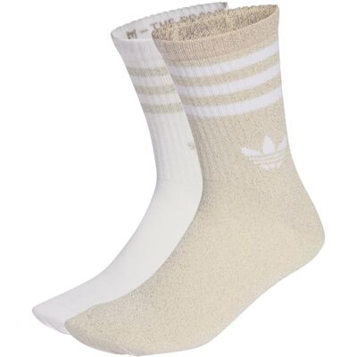 Adidas Calzini 3-Strisce Glitter Polpaccio W Beige Bianco XS Adidas Calzini 3-Strisce Glitter Polpaccio W Beige Bianco XS