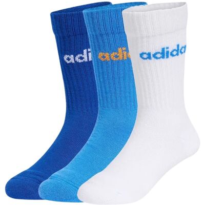 Adidas Calzini Polpaccio Bambini 3Paia Bianco Blu Scuro KM Adidas Calzini Polpaccio Bambini 3Paia Bianco Blu Scuro KM