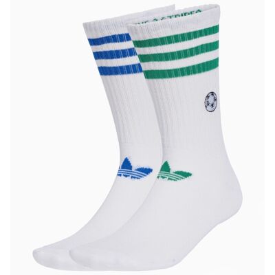 Adidas Calzini Fotball Polpaccio 2Paia Bianco Blu Verde L Adidas Calzini Fotball Polpaccio 2Paia Bianco Blu Verde L