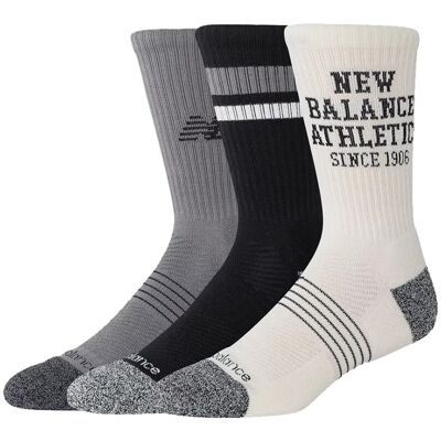New Balance Calzini Active Polpaccio Graphic 3 Paia Bianco Panna Grigio Nero S New Balance Calzini Active Polpaccio Graphic 3 Paia Bianco Panna Grigio Nero S