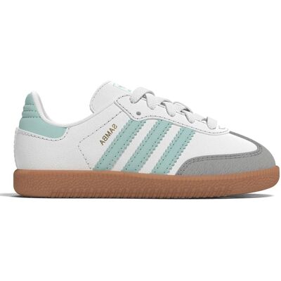 Adidas Scarpe Samba OG EL I Kids Bianco E Celeste Chiaro 26 Adidas Scarpe Samba OG EL I Kids Bianco E Celeste Chiaro 26