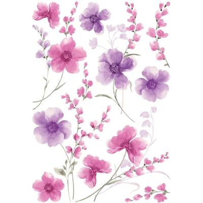 Crearreda Decorazione adesiva per parete fiori viola 47x65 cm Crearreda Decorazione adesiva per parete fiori viola 47x65 cm