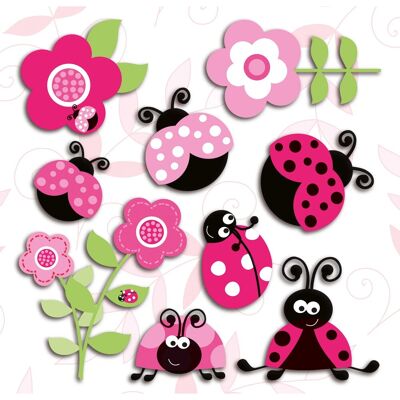 Crearreda Adesivo decorativo per parete 3D Pink Ladybugs 31x31 cm Crearreda Adesivo decorativo per parete 3D Pink Ladybugs 31x31 cm