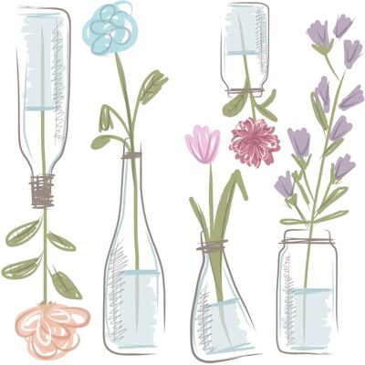 Crearreda Adesivi murali Little Vases 31x31 cm 2 fogli Crearreda Adesivi murali Little Vases 31x31 cm 2 fogli