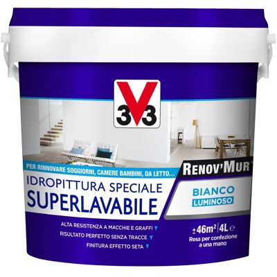 V33 Idropittura superlavabile Renov'Mur bianco 4 l V33 Idropittura superlavabile Renov'Mur bianco 4 l