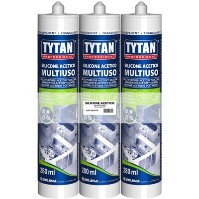 Tytan Sigillante Acetico Multiuso Tripack antimuffa trasparente 280 ml Tytan Sigillante Acetico Multiuso Tripack antimuffa trasparente 280 ml