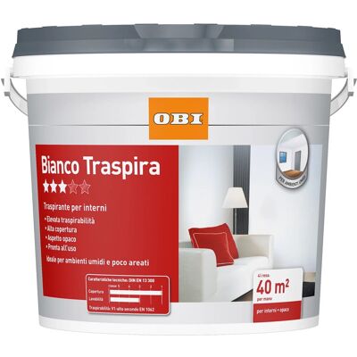 Obi Idropittura traspirante bianco 4 l Obi Idropittura traspirante bianco 4 l