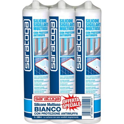 Saratoga Silicone acetico multiuso antimuffa Tripack 3 x 280 ml Saratoga Silicone acetico multiuso antimuffa Tripack 3 x 280 ml