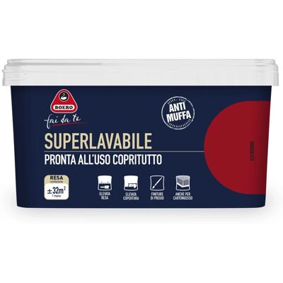 Boero - Superlavabile copritutto rubino - Colore Rubino - 2.5 L - Paints Boero - Superlavabile copritutto rubino - Colore Rubino - 2.5 L - Paints