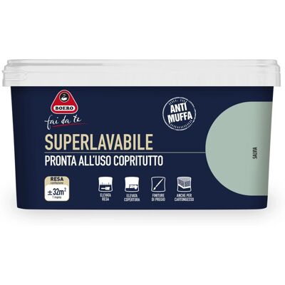 Boero Pittura per interni antimuffa Superlavabile salvia 2,5 l Boero Pittura per interni antimuffa Superlavabile salvia 2,5 l