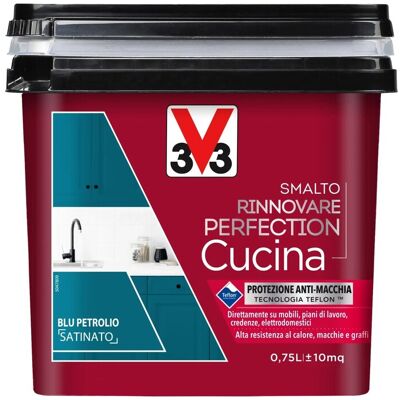 V33 Smalto multimateriale cucina Rinnovarefection Blu Petrolio Satinato 0,75 lt V33 Smalto multimateriale cucina Rinnovarefection Blu Petrolio Satinato 0,75 lt