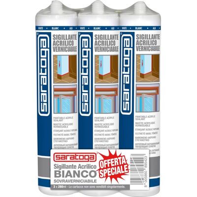 Saratoga Confezione da 3 Sigillanti Acrilici Bianchi - Sigillanti Saratoga Confezione da 3 Sigillanti Acrilici Bianchi - Sigillanti