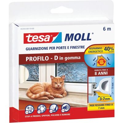 Tesa Profilo "D" bianco 6 m x 9 mm Tesa Profilo "D" bianco 6 m x 9 mm