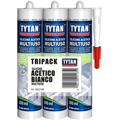 Tytan Silicone acetico antimuffa 280 ml bianco 3 pz Tytan Silicone acetico antimuffa 280 ml bianco 3 pz