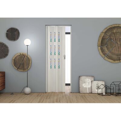 - Porta a soffietto Maya Vetrata in PVC stampa 3D 83,5x214 cm palissandro bianco - Porta a soffietto Maya Vetrata in PVC stampa 3D 83,5x214 cm palissandro bianco