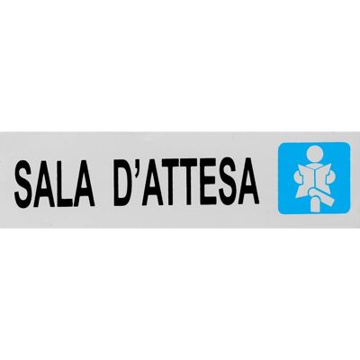 Targa adesiva "Sala d`attesa" vinile rigido 4 x 15 cm grigia Targa adesiva "Sala d`attesa" vinile rigido 4 x 15 cm grigia