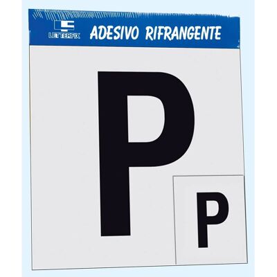 Targa adesiva rifrangente "P" principiante 2 pz 30 x 30 cm e 12 x 15 cm Targa adesiva rifrangente "P" principiante 2 pz 30 x 30 cm e 12 x 15 cm