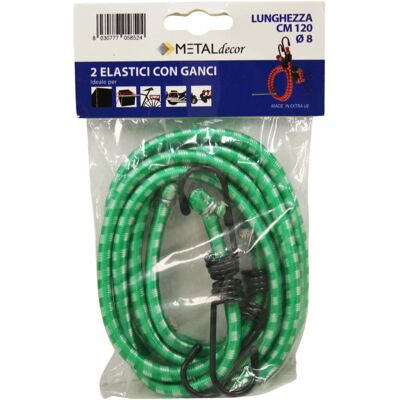 - Confezione 2 elastici portabagagli con gancio in metallo lungh. 120 cm - Confezione 2 elastici portabagagli con gancio in metallo lungh. 120 cm