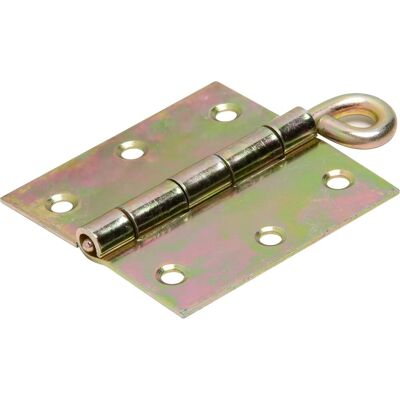 Cerniera con perno sfilabile e occhiello acciaio zincato 75x75 mm giallo Cerniera con perno sfilabile e occhiello acciaio zincato 75x75 mm giallo