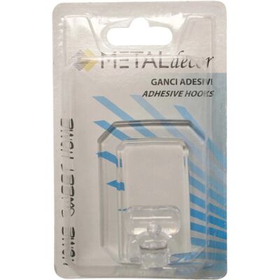 - 1 gancio adesivo in plastica rettangolare kristal trasparente - 1 gancio adesivo in plastica rettangolare kristal trasparente
