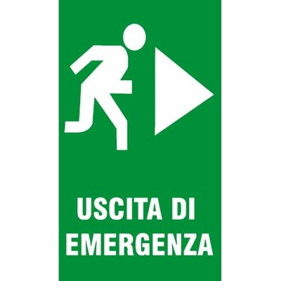 Targa EcoFix "Uscita di emergenza" destra vinile adesivo 20 x 30 cm Targa EcoFix "Uscita di emergenza" destra vinile adesivo 20 x 30 cm