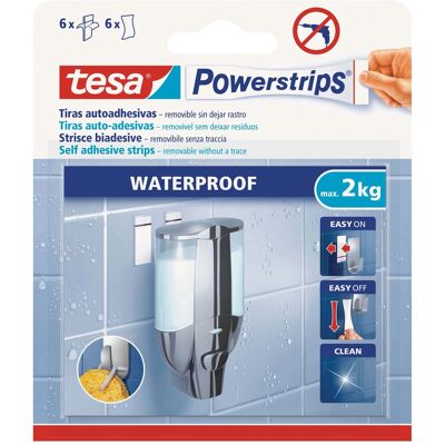 Tesa Striscia biadesiva rimovibile Large Powerstrips® Waterproof Tesa Striscia biadesiva rimovibile Large Powerstrips® Waterproof